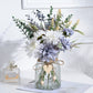 Fake Flowers Artificial Blue Flowers with Vase, Table Centerpieces for Dining Room, Silk Flower Arrangements for Home, Living Room Bathroom Plant Decor, Centerpiece Table Decorations