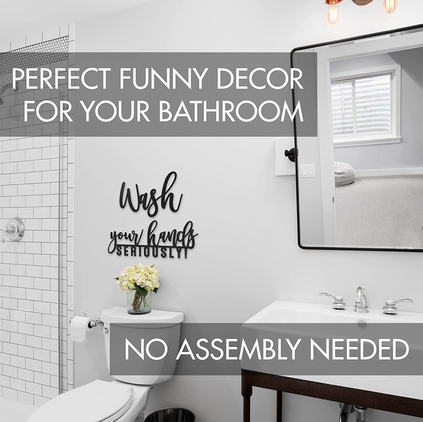 Funny Farmhouse Bathroom Decor - This Hilarious Wall Sign Instantly Creates a Fun Filled Bathroom/Restroom In Your Home