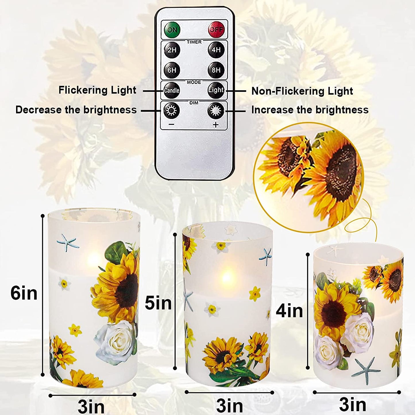 Sunflower Gifts for Women,Sunflower Candle Gift Ideas,for Women-Sunflower Decor Housewarming Gift Get Well Soon Gifts for Women,Decorative Candles Battery Operated Flameless Candles(Sunflower)