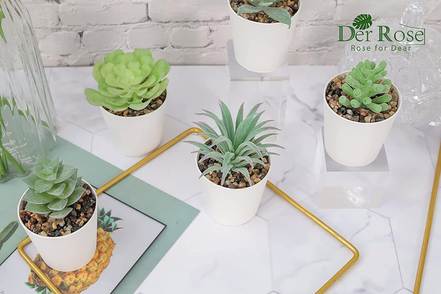 Set of 6 Fake Plants Succulents Plants Artificial in Pots for Bedroom Aesthetic Living Room Bathroom Office Home Decor