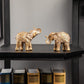 Elephant Statue for Home Decorations,Elephant Figurines with Trunk up,Elephant Decor for Shelf Shelves Table Living Room nightstand,African Elephants Gifts for Woman Small Set of 2 Gold Color Accents