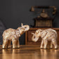 Elephant Statue for Home Decorations,Elephant Figurines with Trunk up,Elephant Decor for Shelf Shelves Table Living Room nightstand,African Elephants Gifts for Woman Small Set of 2 Gold Color Accents