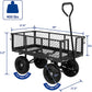 400 lbs 10" Flat Free Tires Steel Garden Cart with 180° Rotating Handle and Removable Sides, 4 Cu.Ft Capacity Utility Heavy Duty Garden Carts and Wagons