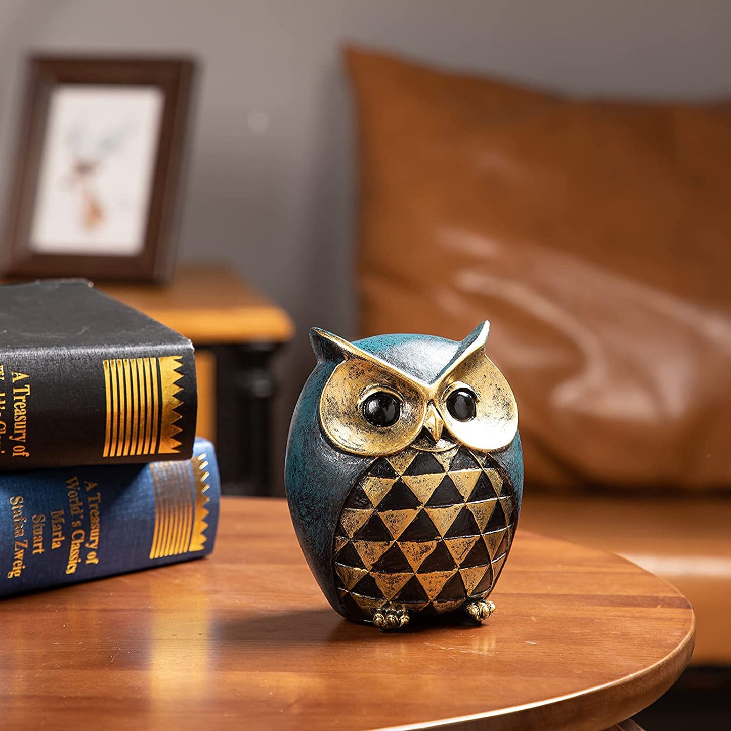 Owl Statue Home Decor,Owl Figurines for Bookshelf Bedroom Living Room Office TV Stand Decorations,Owl décor Animal Sculptures Gift for Birds Lovers