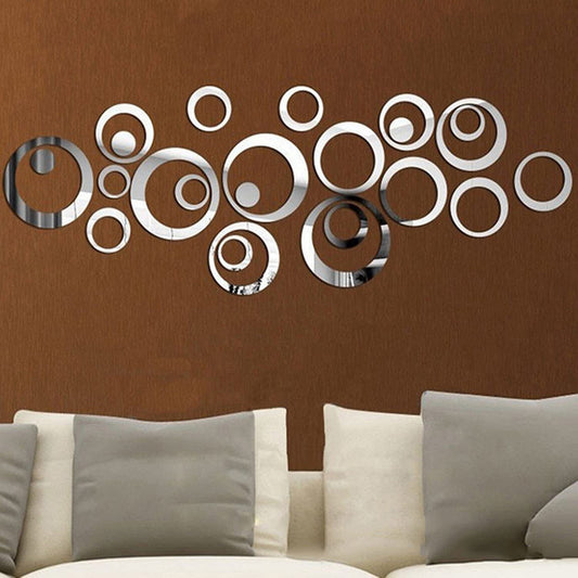 Circle Mirror DIY Wall Sticker Wall Decoration 24pcs Grey