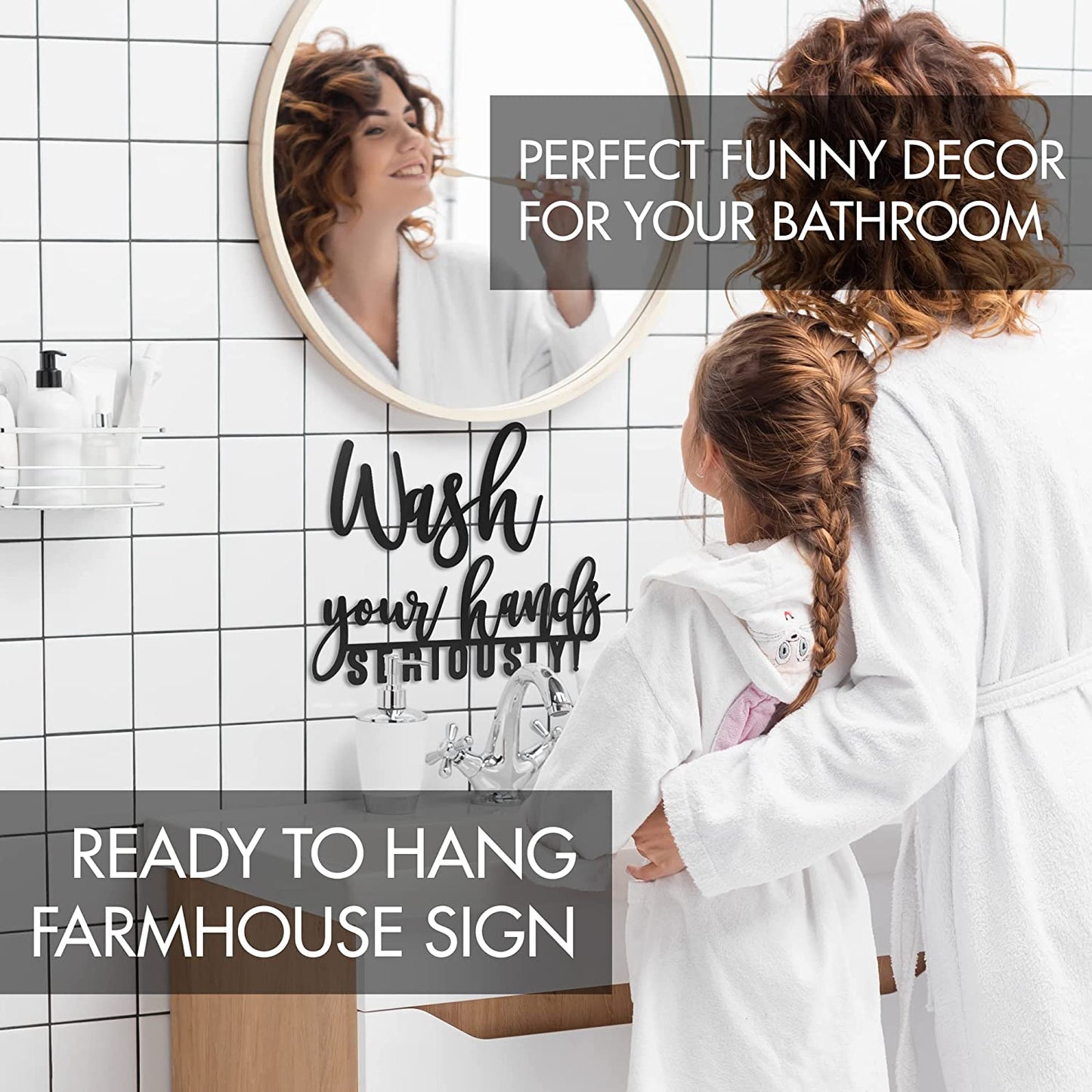 Funny Farmhouse Bathroom Decor - This Hilarious Wall Sign Instantly Creates a Fun Filled Bathroom/Restroom In Your Home