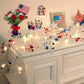 4th of July Decorations 10FT 30 LED Patriotic Decor Red White Blue Star Garland with Lights, Battery Operated 4th of July Garland for Mantle Home, Fourth of July Decor Memorial Day Decorations [Timer]