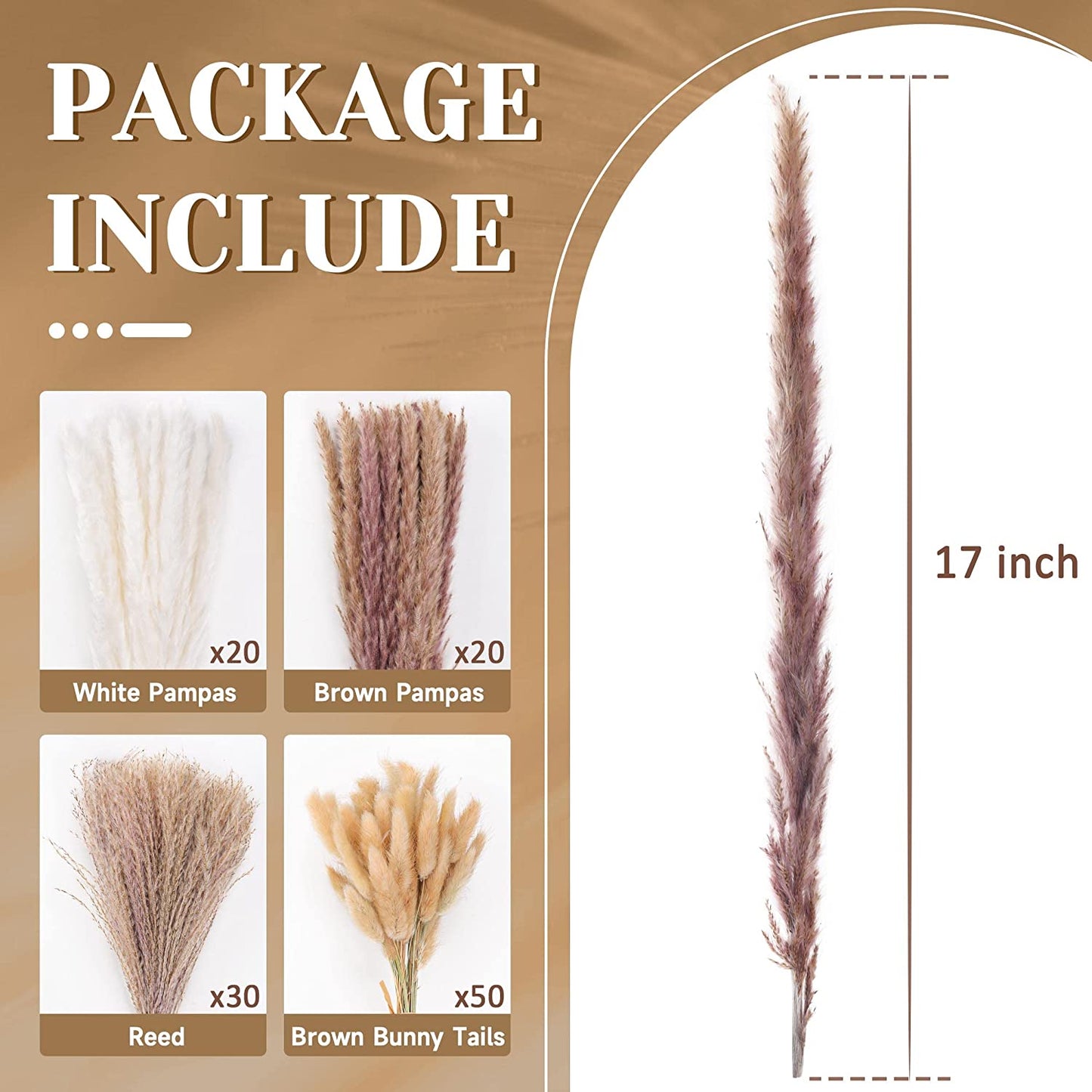 120 pcs 17 Inches Dried Pampas Grass for Boho Bathroom Bedroom Kitchen Living Room Office Home Room Decor Aesthetic