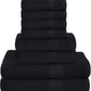 Ultra Soft 8-Piece Towel Set - 100% Pure Ringspun Cotton, Contains 2 Oversized Bath Towels 27x54, 2 Hand Towels 16x28, 4 Wash Cloths 13x13 - Ideal for Everyday use, Hotel & Spa - Black