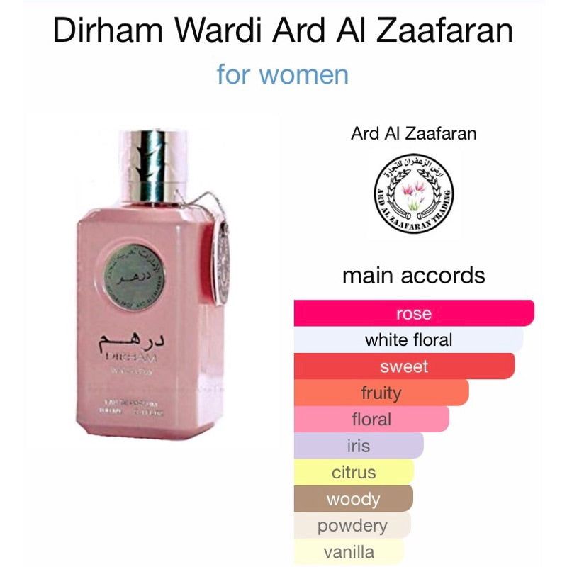 Ard Al Zaafaran Perfumes Wardi Eau De Parfum Spray for Women, 3.4 Ounce