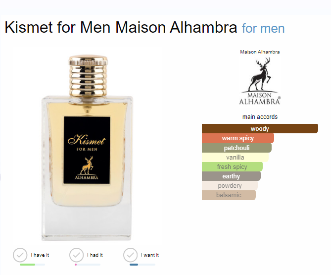 Maison Alhambra Kismet for Men Eau de Parfum Spray, 3.4 Ounce