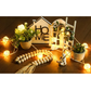 9 Pieces Farmhouse Tiered Tray Decor Set　(Tray NOT Included)， Rustic Tiered Tray Decoration，Rustic Table Ornaments with Vivid Duck＆Rattan Ball String Lights，Housewarming Gift