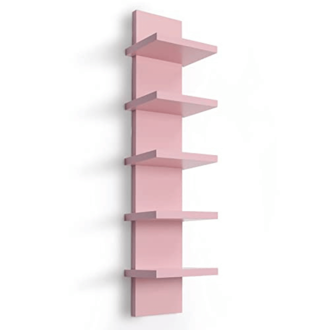 5 Tier Wall Shelf Unit,White Vertical Floating Shelf-Narrow Decorative Wall Mount Modern Wall Decor Shelves for Bedrooms, Living Rooms 5.5" x 7.2" x 31"