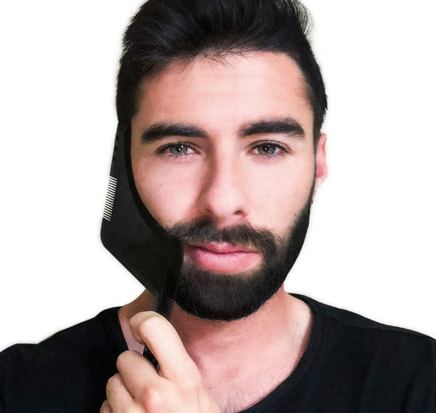 JMH Beard Shaping & Styling Tool 2 Pack for Men, Inbuilt Comb for Perfect line up & Edging, Black