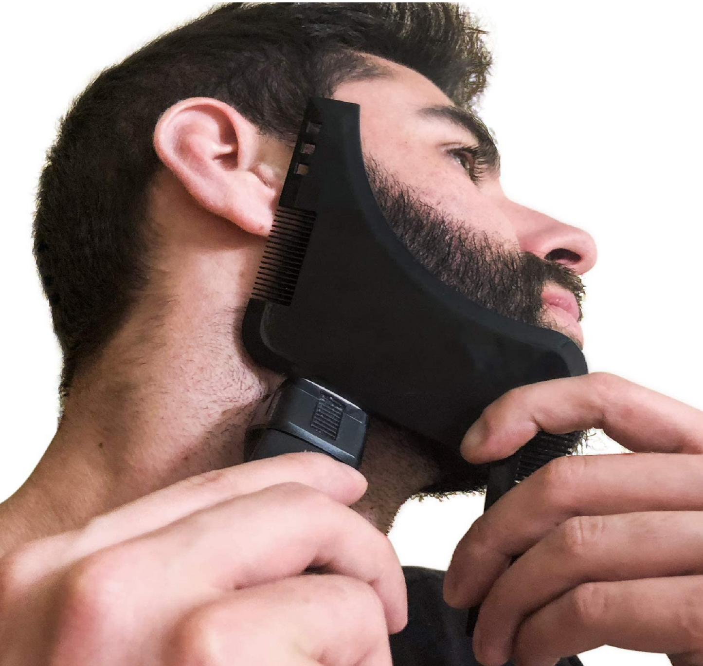 JMH Beard Shaping & Styling Tool 2 Pack for Men, Inbuilt Comb for Perfect line up & Edging, Black