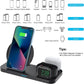 Wireless Charger, CANUVU 3 in 1 Fast Charging Station Compatible iPhone 14/13/12/11 Series/X/XS/XS Max/XR/8, Android Phone, Apple Watch & AirPods(with QC3.0 Adapter)