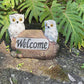 Welcome Owls Solar Powered Outdoor Decor LED Garden Light Welcome Owl Statues Outdoor owl Decor Funny Figurine Decor for Outside Patio, Yard, Lawn