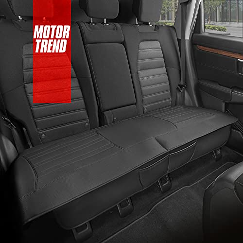 Motor Trend Beige Faux Leather 2-Pack Car Seat Cover for Front Seats, Padded Car Seat Protectors with Storage Pockets, Premium Interior Covers, Front Seat Covers for Cars Truck SUV Auto