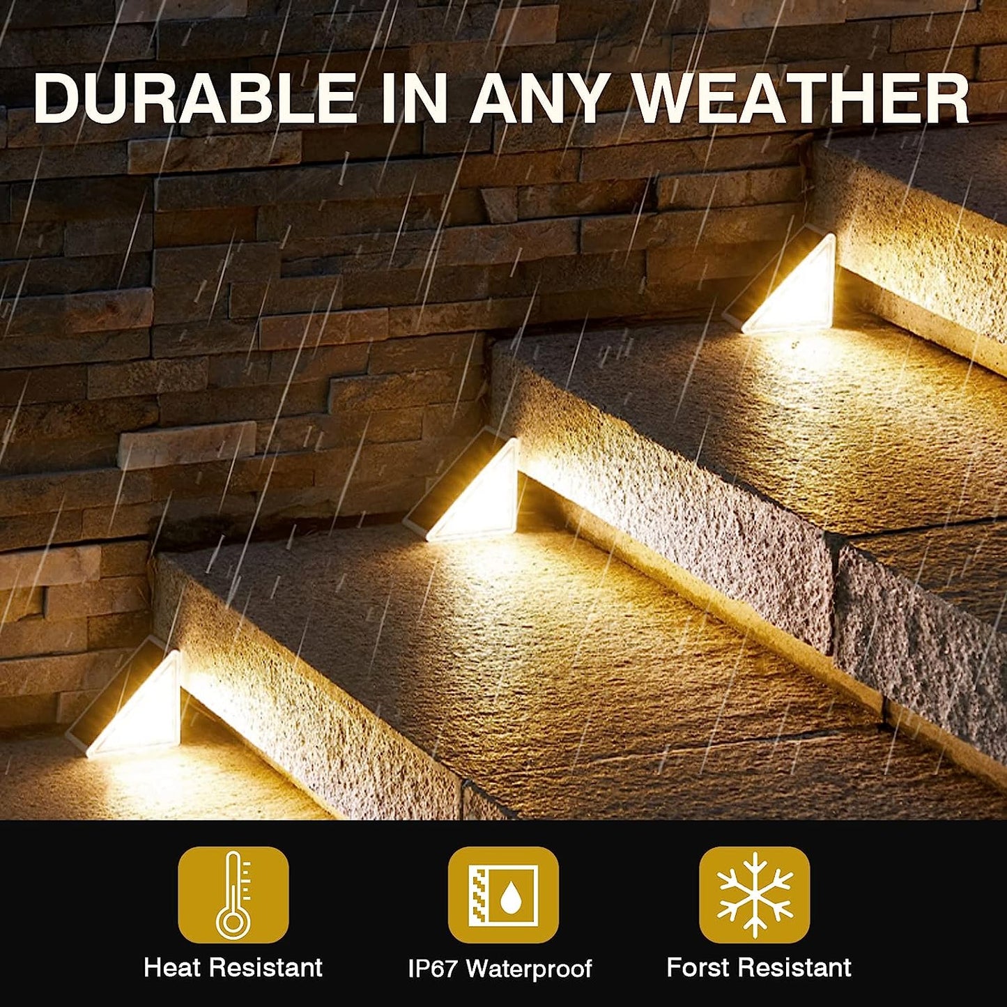 2 Pack Solar Stair Lights, Outdoor Step Lights Solar Powered, Warm White Solar Step Lights Outdoor Waterproof IP67, Auto On/off Solar Lights For Steps Stairs Porch Yard Patio Pathway Decoration