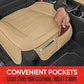 Motor Trend Beige Faux Leather 2-Pack Car Seat Cover for Front Seats, Padded Car Seat Protectors with Storage Pockets, Premium Interior Covers, Front Seat Covers for Cars Truck SUV Auto