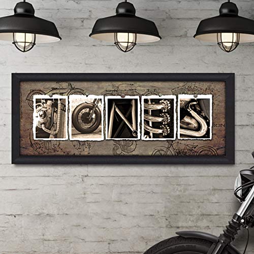 Personalized Motorcycle Name Art - Harley, Indian, and Honda (6.5"x18" Block Mount)