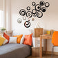72 Pieces Acrylic Circle Mirror Wall Sticker Round Wall Decor Decals Removable DIY Adhesive Circle Wall Decals for Living Room Bedroom Home Decoration (Black and Silver and Gold)