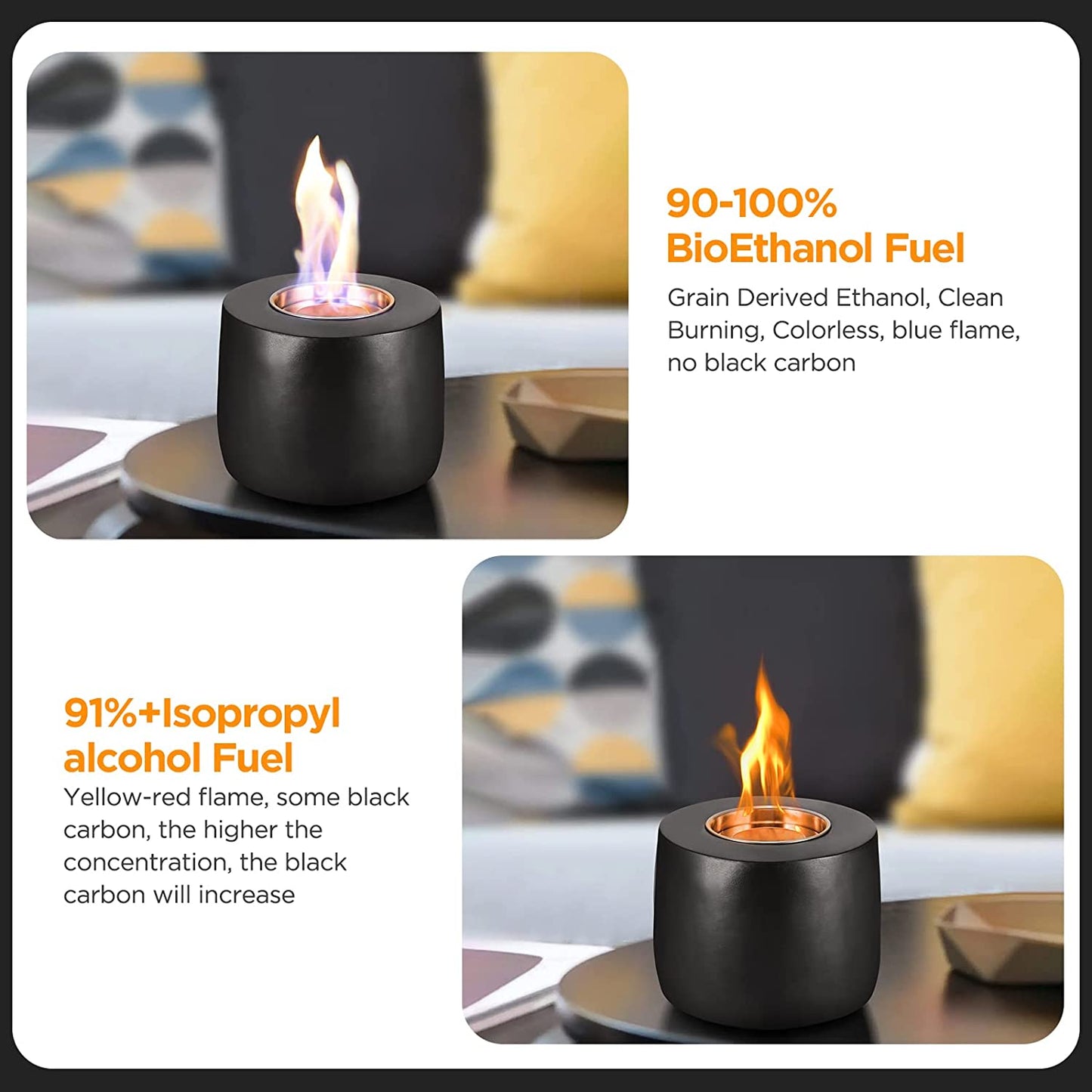 Table Top Fire Pit Bowl, Tabletop Fireplace, Tabletop Rubbing Alcohol Fireplace Indoor Outdoor Fire Pit Portable Fire Concrete Bowl Pot Fireplace (B)