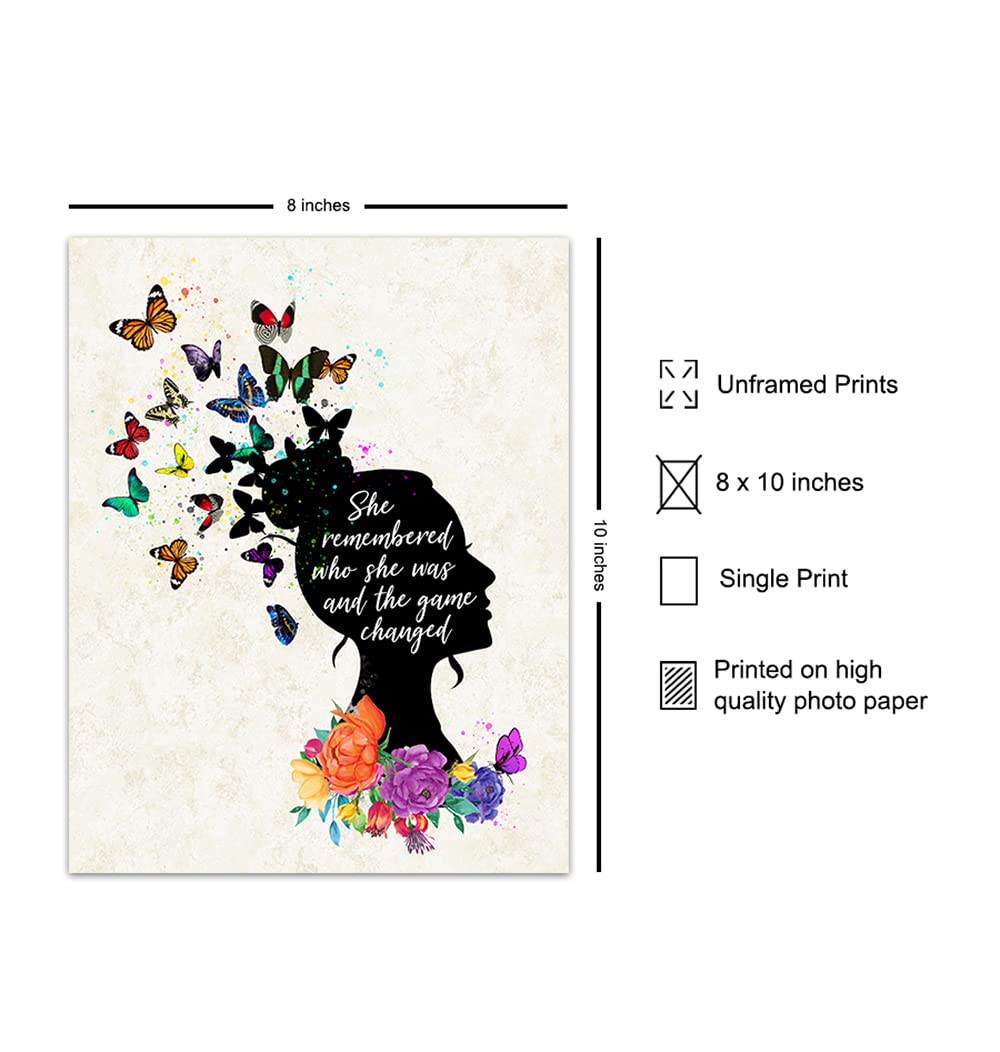 Inspirational Wall Art Decor - Positive Quote Home Decoration - Motivational Encouragement Gifts for Women -8x10 Poster for Girls or Teens Bedroom, Living Room, Bathroom, Office - Floral Butterflies
