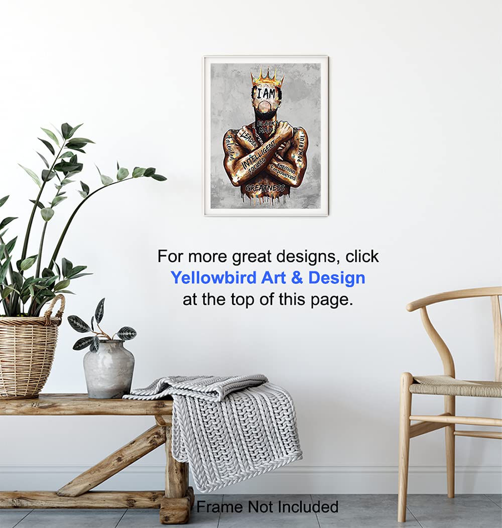 African American Wall Decor - Motivational Black Art - Black Man Positive Quotes Poster - Boys Bedroom Home Office Man Cave - Inspirational Encouragement Gifts for Men - Positive Affirmations Picture