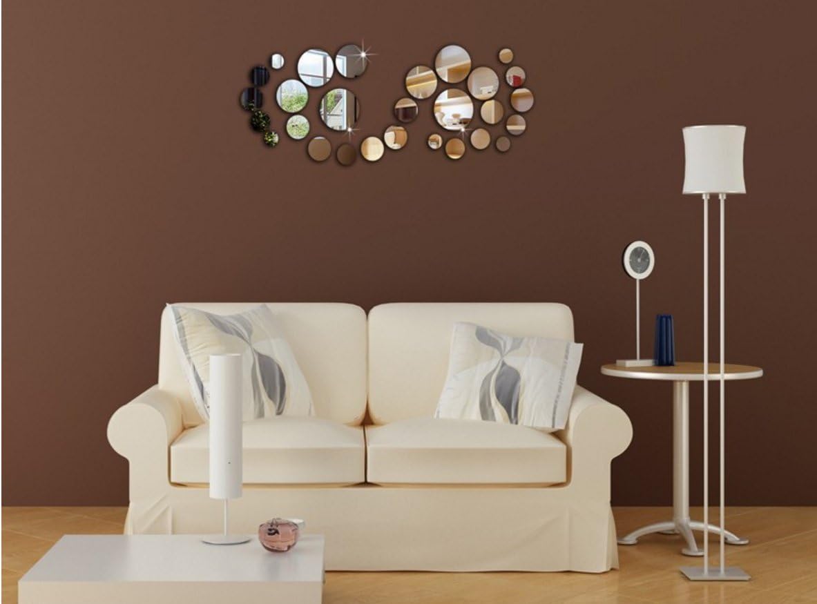 Solid Circle Wall Stickers Circle Mirror DIY Living Room/Bedroom/Decoration 28pcs Silver