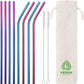VEHHE Metal Straws Drinking Straws 10.5" Stainless Steel Straws Reusable 8 Set - Ultra Long Rainbow Color-Cleaning Brush for 20/30 Oz for Yeti
