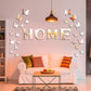 3D Family Home Sign Letters Living Room Decor Family Rustic Farmhouse Wall Decor Acrylic Mirror Decorative Butterfly Mirror Wall Sticker Decals for Living Room Bedroom Kitchen (Silver)