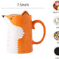 3D Fox Ceramic Water Pitcher Carafe Hand Painted Milk Bottle for Home Made Iced Lemon Water Juice Hot Milk and Tea