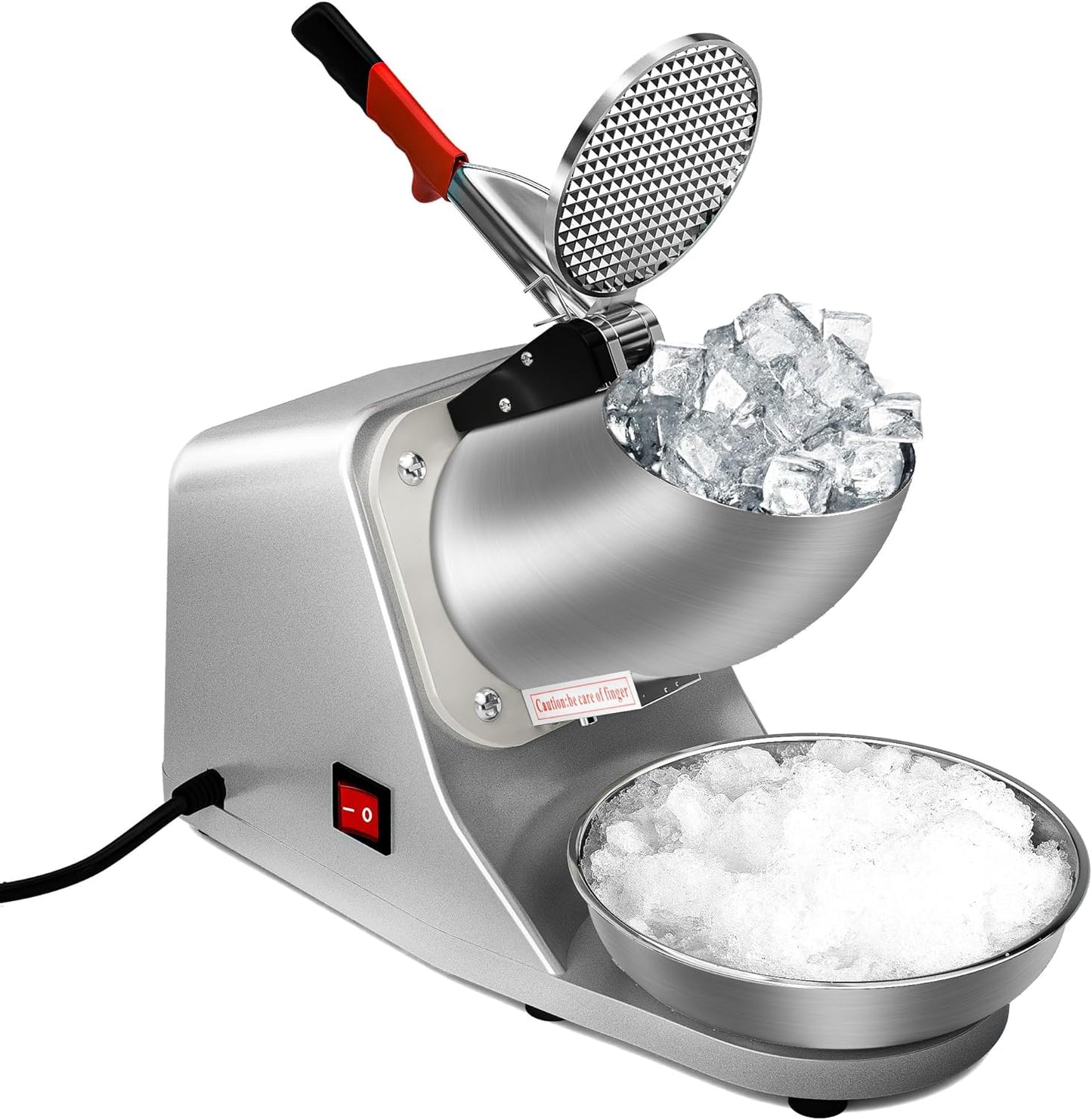 Electric Ice Crushers 300W 2000r/min w/Stainless Steel Blade Shaved Ice Snow Cone Maker Kitchen Machine (Silver)