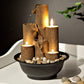 Tiered Column Tabletop Fountain with 3 Candles, Mini Waterfall for Indoor Spaces, Relaxation Water Feature, 11" Tall, Brown