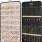 Hanging Jewelry Organizer Storage Roll with Hanger Metal Hooks Double-Sided Jewelry Holder for Earrings, Necklaces, Rings on Closet, Wall, Door, 1 piece, Medium, Black