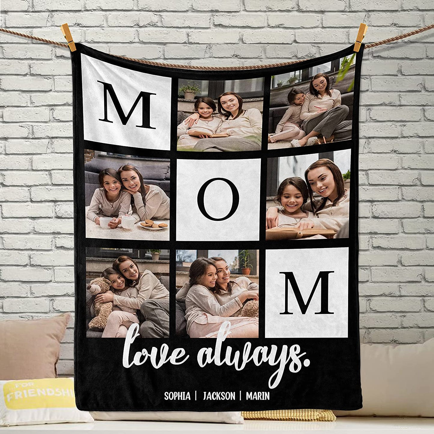 Mothers Day Birthday Gifts for Mom, Personalized Blanket with Photos to My Mom Gift from Daughter Son, Custom Mom Blanket with Pictures Text, Valentines Day for Mom Grandma Women