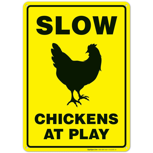 10x14" Chicken Crossing Sign, Chickens at Play, Chicken Coop Funny, Rust Free Aluminum